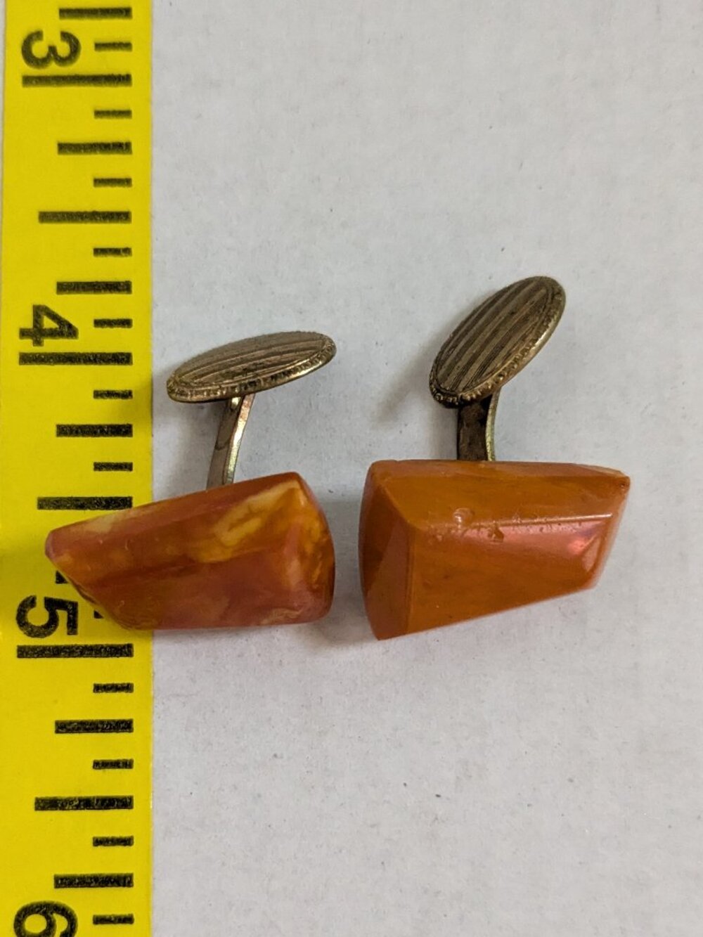 Antique Rectangular Butterscotch Amber Cuff Links